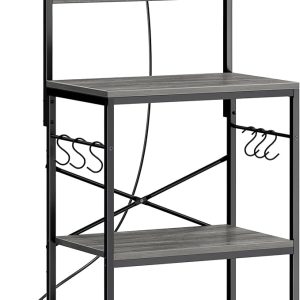 SUPERJARE Kitchen Microwave Stand with 6 S-Shaped Hooks